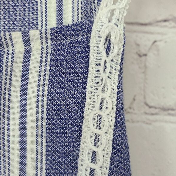 Hollister Juniors Small Soft Blue Stripe Sleeveless Crochet Top Ruffle Racerback - Picture 5 of 10